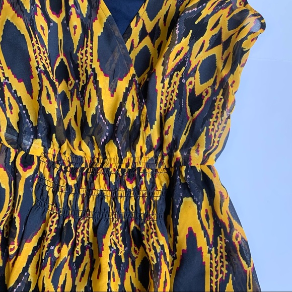 PRINCESS VERA WANG Size XS Mustard & Navy Sleeveless Dress - Picture 12 of 12